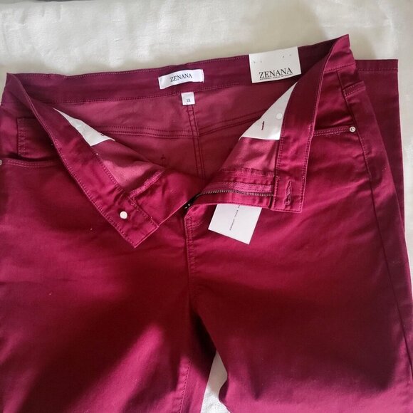 Zenana Womens Burgundy Skinny Jeans 1X - Sustainable & Ethical - Picture 5 of 9